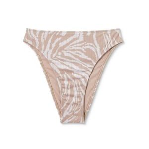 WILD FABLE WOMENS BIKINI BOTTOM CHEEKY HIGH WAIST TAN ANIMAL PRINT NWT